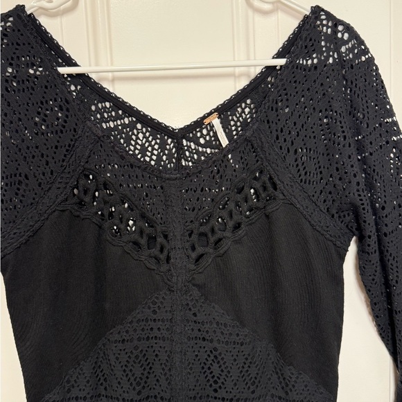 Free People City Girl Boho Dress Crochet Witchy Whimsigoth Fairy Grunge Large - Picture 4 of 8